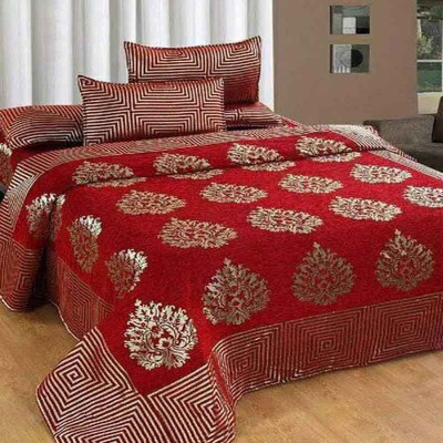 Bryant Velvet Double Flat 450 TC Abstract Bedsheet(Pack of 1, Multicolor)