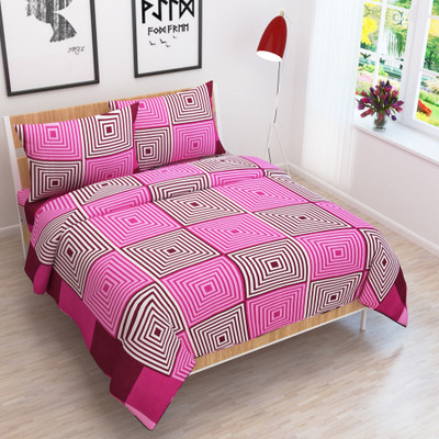 NC Creations 144 TC Polycotton Double King 3D Printed Bedsheet(Pack of 1, Red)