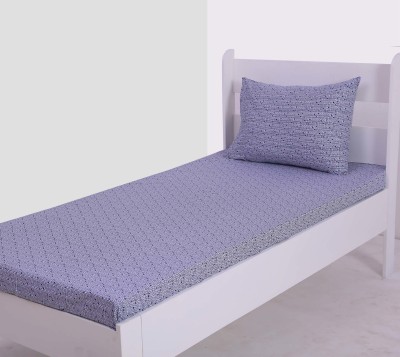 Bacati 200 TC Cotton Single Printed Flat Bedsheet(Pack of 1, Blue)