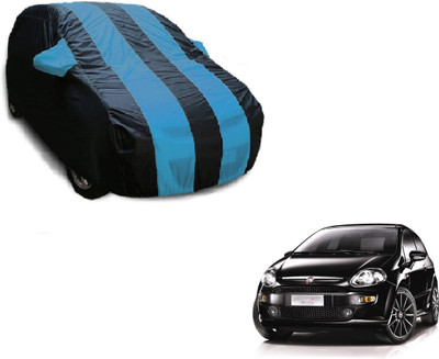 Flipkart SmartBuy Car Cover For Fiat Punto Evo (With Mirror Pockets)(Black, Blue)
