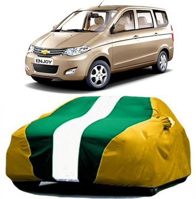 AASDEE Car Cover For Chevrolet Enjoy (With Mirror Pockets)(Yellow, Green)