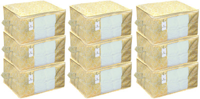 KUBER INDUSTRIES Flower Underbed Storage Bag Set of 9 Pc CTKNEW234 CTKNEW0234(Yellow)