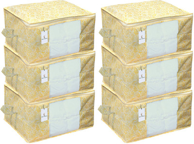 KUBER INDUSTRIES Flower Underbed Storage BagSet of 6 Pc CTKNEW233 CTKNEW0233(Yellow)