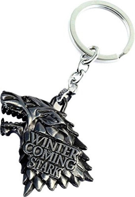 Mj Ragav Game of Thrones, House Stark Direwolf Shape Metal Keychain, Silver Key Chain