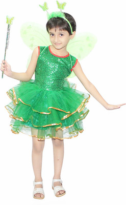 KAKU FANCY DRESSES Fairy Tales Character Tinkel Bell Costume -Green, 7-8 Years for Girls Kids Costume Wear