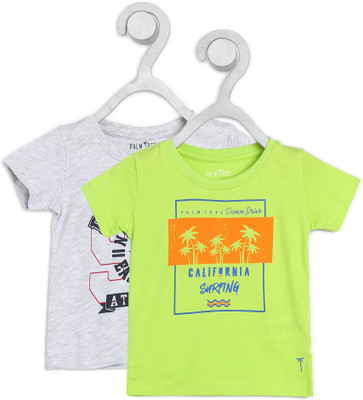 Gini Jony Boys Printed Cotton Blend T ShirtGreen Pack of 2