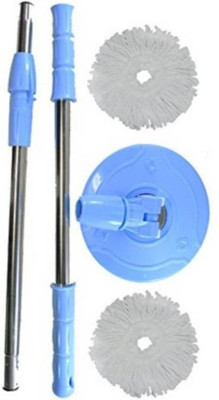 ROBMOB ® 360Â° Mop Stick With Free 2Pcs Micro Fiber Refill Wipes  (Blue) String Mop(Blue)