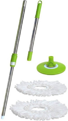 ROBMOB ® Premium Mop Stick , Mop Rod 360 Degree Rotating With free 2 Refill Wet & Dry Mop  (Green , Multicolor) String Mop(Green, Multicolor)