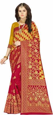 manvaa Woven Banarasi Silk Blend Saree(Multicolor)