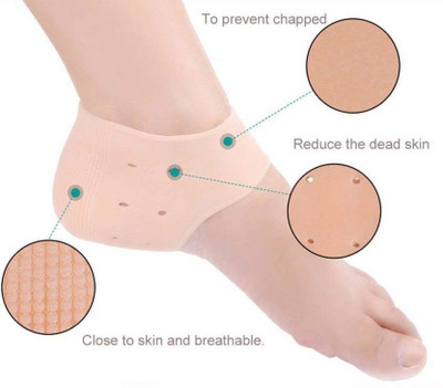 PreeX Anti heel crack set socks pain foot gel relief anti silicone moisturizing socks Heel Support(Brown)