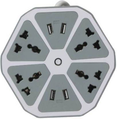 Bhani HEXAGON SOCKET-HS07 4  Socket Extension Boards(Grey, 2 m, With USB Port)