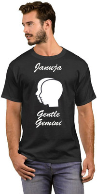 GNS Printed Men Round Neck Black T-Shirt