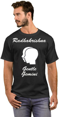 GNS Printed Men Round Neck White, Black T-Shirt