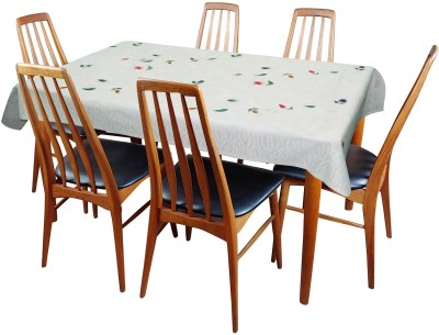 LooMantha Printed 6 Seater Table Cover(White, Cotton)