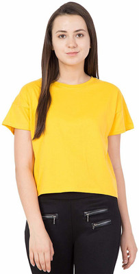 Bluecon Casual Regular Sleeve Self Design Women Yellow Top