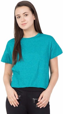 Bluecon Casual Regular Sleeve Self Design Women Blue Top