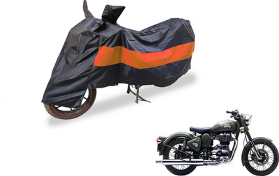 Auto Hub Two Wheeler Cover for Royal Enfield(Battle Green, Black, Orange)