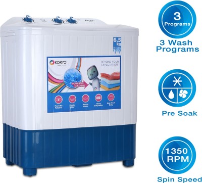 Koryo 6.5 kg Semi Automatic Top Load Washing Machine White, Blue(KWM6820SA) (Koryo)  Buy Online