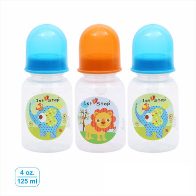 1st Step 3PCS PACK FEEDING BOTTLES 4OZ./125ML. - 125 ml(Blue.Orange)