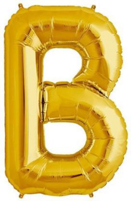 AARK PLANET Solid Printed B Letters-Alphabets Shaped Bubble Balloon(Gold, Pack of 1)
