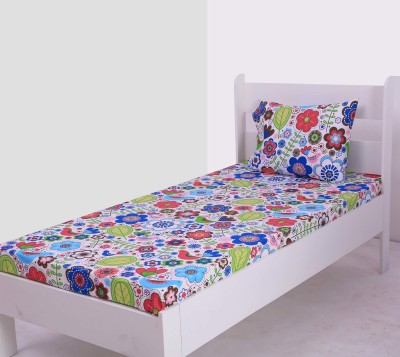 Bacati 200 TC Cotton Single Printed Flat Bedsheet(Pack of 1, Pink)