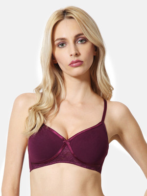 VAN HEUSEN Women Pickled Beet Solid Antibacterial Non Padded Crossover Bra Women Full Coverage Non Padded Bra(Maroon)