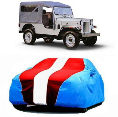 AAMANG Car Cover For Mahindra Jeep (With Mirror Pockets)(Blue, Red)