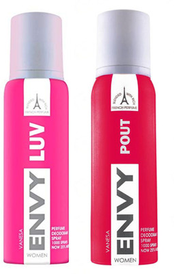 Envy LUV and Pout Perfume Deodorant Spray 120ML Each (Pack of 2) Deodorant Spray  -  For Men & Women(240 ml, Pack of 2)