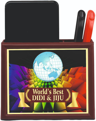 Aark India 2 Compartments ABS Plastic Worlds Best Didi Jiju - Printed On It. (PC00905) Desk Organizer(Brown)