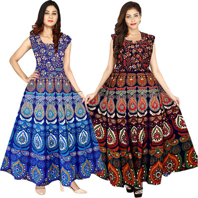 Madanam Women Maxi Multicolor Full Length Dress