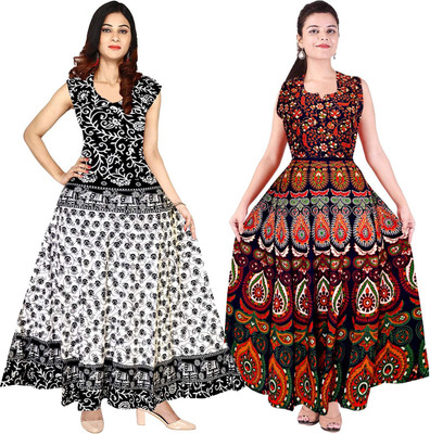 Madanam Women Maxi Multicolor Full Length Dress