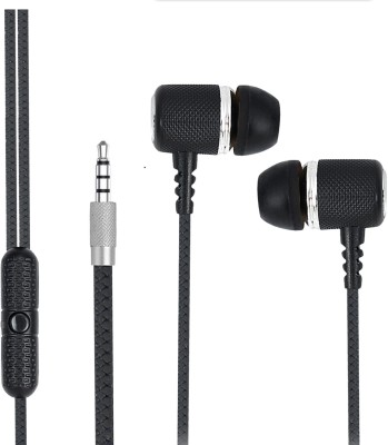 Akai Beat B-11 Earphone with mic & Tangle free Nylon Braided Cable Wired Headset(Black, In the Ear)