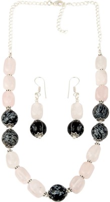 Pearlz Ocean Alloy Silver Pink Jewellery Set(Pack of 1)