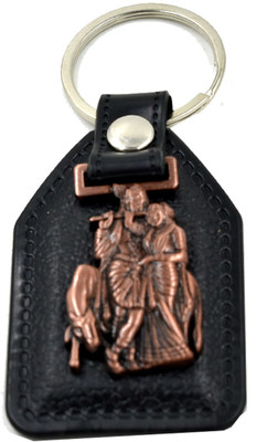 faynci Radha Krishna Antique Copper Leather Key Chain Key Chain
