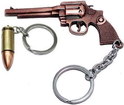 kd collections KD447-PUBG Revolver Keychain|Gun Bullet Keychain|Combo|2 Keychains Key Chain