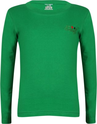 dongli Boys Solid Cotton Blend T Shirt(Green, Pack of 1)