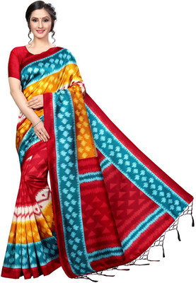 PINK WISH Printed Banarasi Silk Blend, Pure Silk Saree(Light Green)