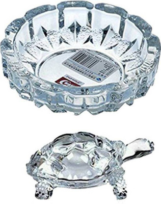 shiv mart Crystal Tortoise in Plate- Fang Shui Vastu Set Best Gift for Career Decorative Showpiece  -  10 cm(Crystal, White)