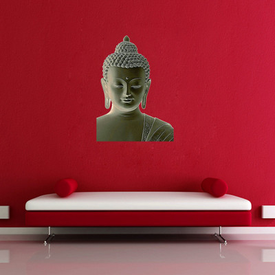 wildartcreation 45 cm Buddha Decorative (45Cm X33Cm) Self Adhesive Sticker(Pack of 1)