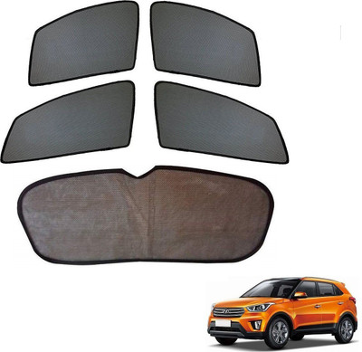 AuTO ADDiCT Side Window, Rear Window Sun Shade For Hyundai Creta(Black)