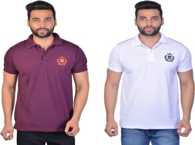 La Milano Self Design Men Polo Neck Multicolor T-Shirt