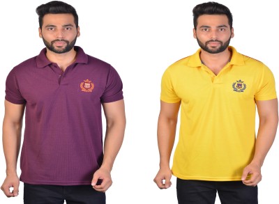 La Milano Self Design Men Polo Neck Multicolor T-Shirt