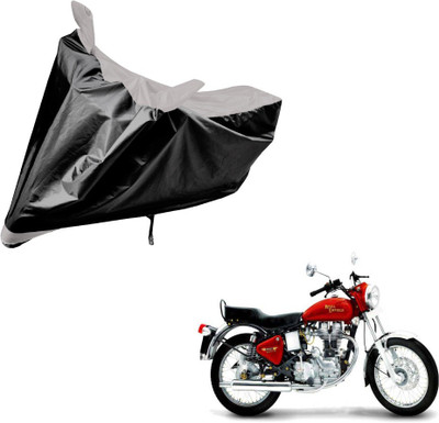 Auto Hub Two Wheeler Cover for Royal Enfield(Black, Silver)