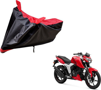 Auto Hub Two Wheeler Cover for TVS(Apache RTR 160, Black, Red)