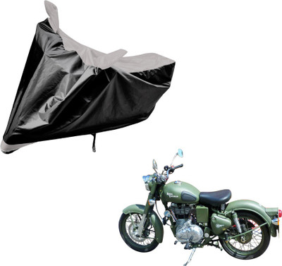 Auto Hub Two Wheeler Cover for Royal Enfield(Battle, Black, Silver)