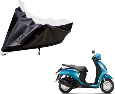 Auto Hub Two Wheeler Cover for Yamaha(Fascino, Black, White)