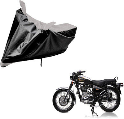 Auto Hub Two Wheeler Cover for Royal Enfield(Electra Delux, Black, Silver)