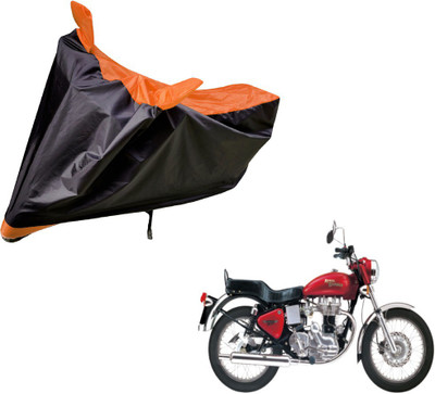 Amanzo Two Wheeler Cover for Royal Enfield(Black, Orange)