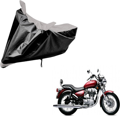 Amanzo Two Wheeler Cover for Royal Enfield(Twin spark, Black, Silver)