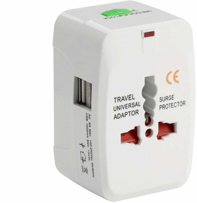 Infihub Universal Adapter Worldwide Travel Adapter with Built in Dual USB Charger Ports (White) Worldwide Adaptor(White)